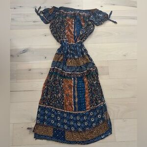 Dress Forum Los Angeles Off Shoulder Print Maxi Dress Size Large